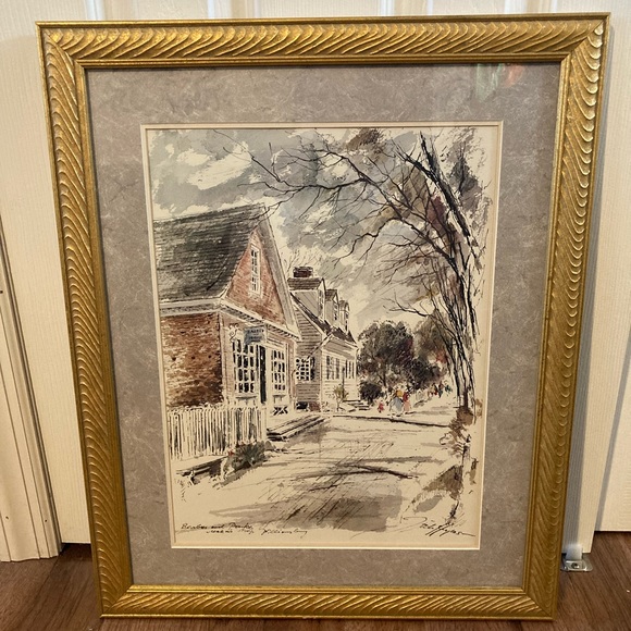 John Haymson Signed Framed Barber & Peruke Maker’s Shop Williamsburg Print